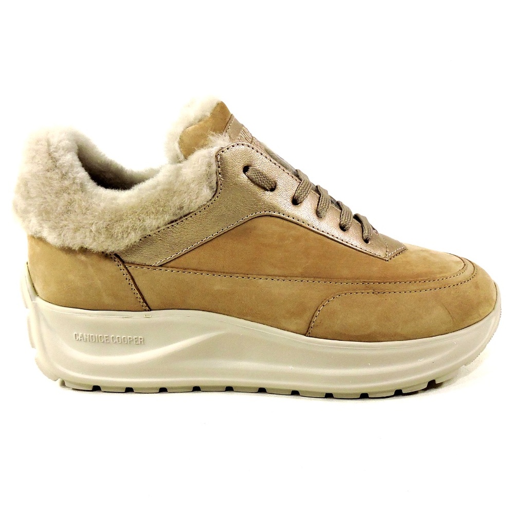 CANDICE COOPER 🇮🇹 WOMEN'S BROWN NUBUCK NAPPA LEATHER WINTER FASHION SNEAKERS